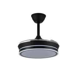Ventilador de techo Aria Mini negro LED 39w 3CCT acabado negro estilo moderno aspas plegables motor DC 92cm Ø