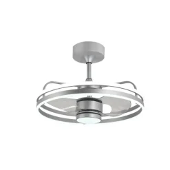 Ventilador de techo Aros LED 65w 3CCT acabado níquel estilo moderno motor DC 60cm Ø