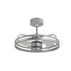 Ventilador de techo Aros LED 65w 3CCT acabado níquel estilo moderno motor DC 60cm Ø