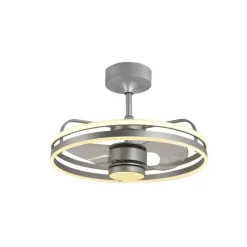 Ventilador de techo Aros LED 65w 3CCT acabado níquel estilo moderno motor DC 60cm Ø