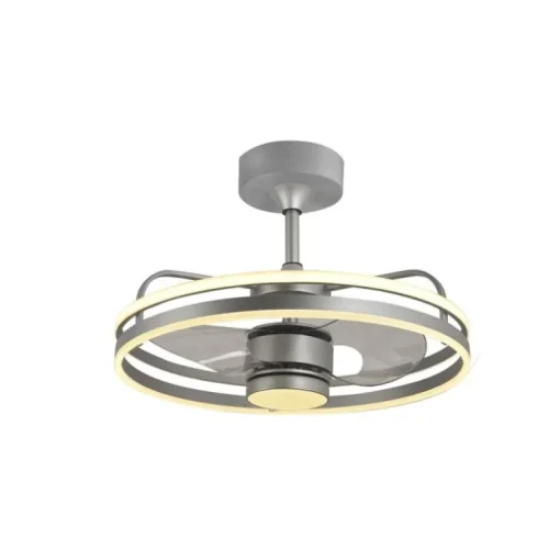 Ventilador de techo Aros LED 65w 3CCT acabado níquel estilo moderno motor DC 60cm Ø