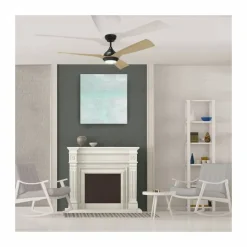 Ventilador de techo Bali LED 12w 4000K acabado negro aspas de madera estilo moderno motor DC 132cm Ø