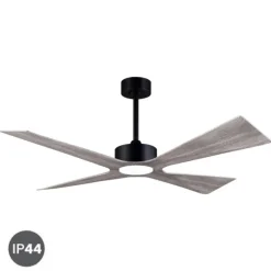 Ventilador de techo Bali gris LED 18w 3CCT acabado negro aspas gris estilo moderno motor DC apto para exterior IP44 137cm Ø