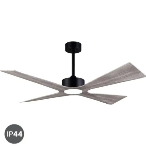 Ventilador de techo Bali gris LED 18w 3CCT acabado negro aspas gris estilo moderno motor DC apto para exterior IP44 137cm Ø