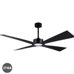 Ventilador de techo Bali negro LED 18w 3CCT acabado negro estilo moderno motor DC apto para exterior IP44 137cm Ø