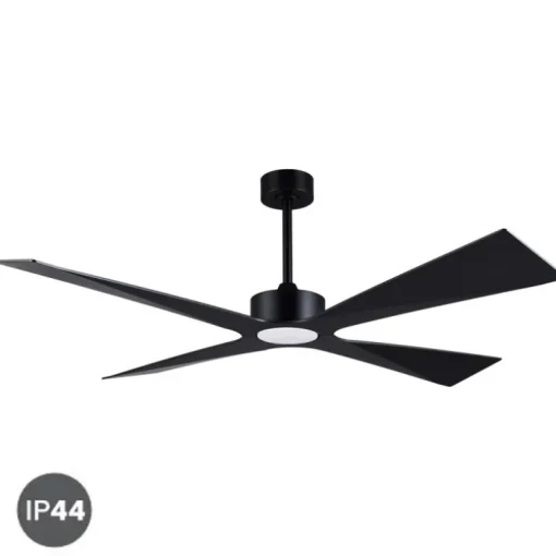 Ventilador de techo Bali negro LED 18w 3CCT acabado negro estilo moderno motor DC apto para exterior IP44 137cm Ø