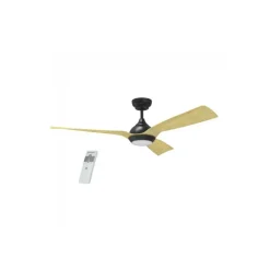 Ventilador de techo Bali LED 12w 4000K acabado negro aspas de madera estilo moderno motor DC 132cm Ø