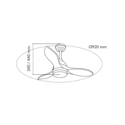 Ventilador de techo Beta blanco/Madera LED 20w 3CCT acabado blanco aspas madera natural estilo moderno motor DC 92cm Ø