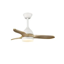 Ventilador de techo Beta blanco/Madera LED 20w 3CCT acabado blanco aspas madera natural estilo moderno motor DC 92cm Ø