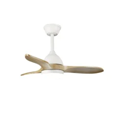 Ventilador de techo Beta blanco/Madera LED 20w 3CCT acabado blanco aspas madera natural estilo moderno motor DC 92cm Ø
