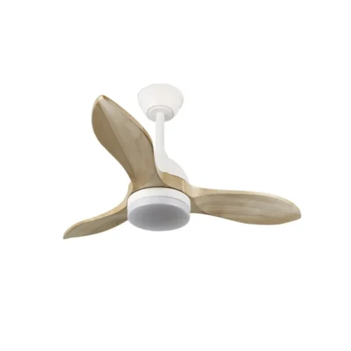 Ventilador de techo Beta blanco/Madera LED 20w 3CCT acabado blanco aspas madera natural estilo moderno motor DC 92cm Ø