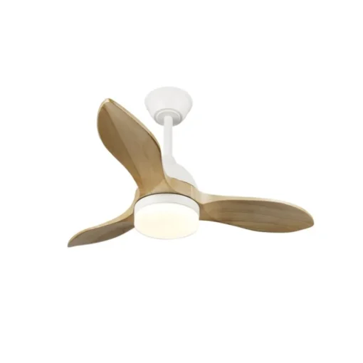 Ventilador de techo Beta blanco/Madera LED 20w 3CCT acabado blanco aspas madera natural estilo moderno motor DC 92cm Ø