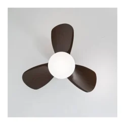 Ventilador de techo Byan negro/oscuro LED 18w 3CCT acabado negro aspas efecto madera tono oscuro estilo moderno motor DC 60cm Ø