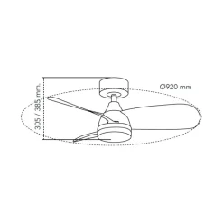 Ventilador de techo Byan blanco/madera LED 18w 3CCT acabado blanco efecto madera tono natural estilo moderno motor DC 92cm Ø
