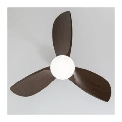 Ventilador de techo Byan negro/madera LED 18w 3CCT acabado negro efecto madera tono oscuro estilo moderno motor DC 92cm Ø
