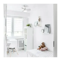 Ventilador de techo Byan blanco LED 18w 3CCT acabado blanco estilo moderno motor DC 60cm Ø