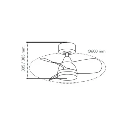 Ventilador de techo Byan blanco LED 18w 3CCT acabado blanco estilo moderno motor DC 60cm Ø