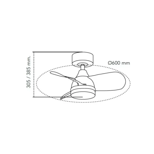Ventilador de techo Byan blanco LED 18w 3CCT acabado blanco estilo moderno motor DC 60cm Ø