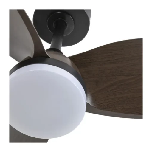 Ventilador de techo Byan negro/oscuro LED 18w 3CCT acabado negro aspas efecto madera tono oscuro estilo moderno motor DC 60cm Ø