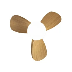 Ventilador de techo Byan blanco/claro LED 18w 3CCT acabado blanco aspas efecto madera tono claro estilo moderno motor DC 60cm Ø