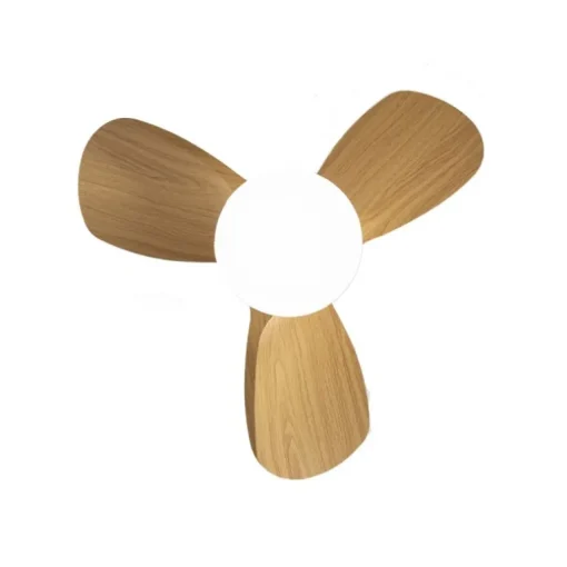 Ventilador de techo Byan blanco/claro LED 18w 3CCT acabado blanco aspas efecto madera tono claro estilo moderno motor DC 60cm Ø