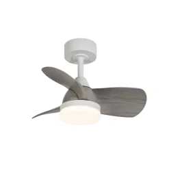 Ventilador de techo Byan blanco/ceniza LED 18w 3CCT acabado blanco efecto madera tono ceniza estilo moderno motor DC 60cm Ø