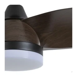 Ventilador de techo Byan negro/madera LED 18w 3CCT acabado negro efecto madera tono oscuro estilo moderno motor DC 92cm Ø