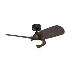 Ventilador de techo Byan negro/madera LED 18w 3CCT acabado negro efecto madera tono oscuro estilo moderno motor DC 92cm Ø
