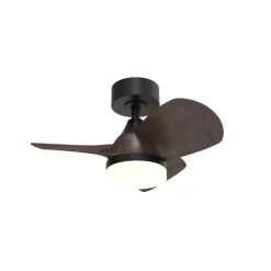 Ventilador de techo Byan negro/oscuro LED 18w 3CCT acabado negro aspas efecto madera tono oscuro estilo moderno motor DC 60cm Ø
