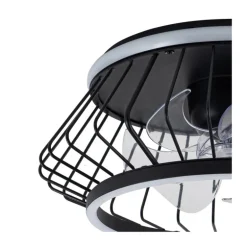 Ventilador de techo Cobra negro LED 50w 3CCT acabado metal negro estilo moderno motor DC plafón con ventilador 50cm Ø