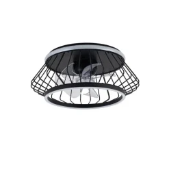 Ventilador de techo Cobra negro LED 50w 3CCT acabado metal negro estilo moderno motor DC plafón con ventilador 50cm Ø