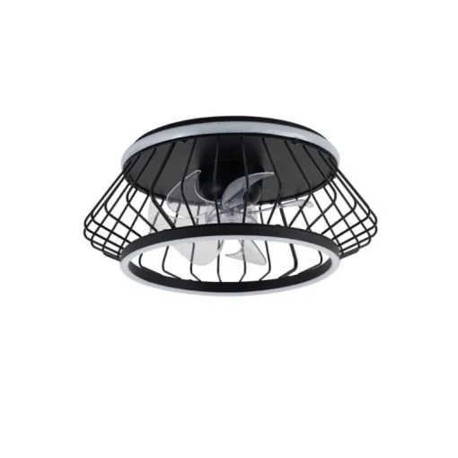 Ventilador de techo Cobra negro LED 50w 3CCT acabado metal negro estilo moderno motor DC plafón con ventilador 50cm Ø