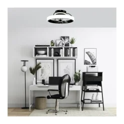 Ventilador de techo Dinirot negro LED 50W 3CCT acabado negro estilo moderno plafón con ventilador motor DC 50cm Ø