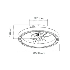Ventilador de techo Dinirot blanco LED 50W 3CCT acabado blanco estilo moderno plafón con ventilador motor DC 50cm Ø