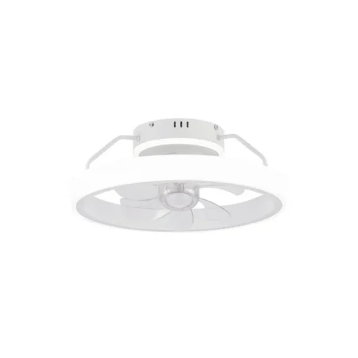 Ventilador de techo Dinirot blanco LED 50W 3CCT acabado blanco estilo moderno plafón con ventilador motor DC 50cm Ø