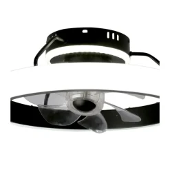Ventilador de techo Dinirot negro LED 50W 3CCT acabado negro estilo moderno plafón con ventilador motor DC 50cm Ø