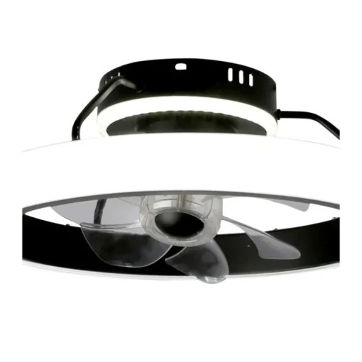 Ventilador de techo Dinirot negro LED 50W 3CCT acabado negro estilo moderno plafón con ventilador motor DC 50cm Ø