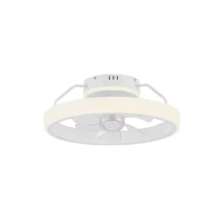 Ventilador de techo Dinirot blanco LED 50W 3CCT acabado blanco estilo moderno plafón con ventilador motor DC 50cm Ø