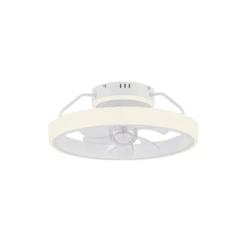 Ventilador de techo Dinirot blanco LED 50W 3CCT acabado blanco estilo moderno plafón con ventilador motor DC 50cm Ø