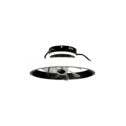 Ventilador de techo Dinirot negro LED 50W 3CCT acabado negro estilo moderno plafón con ventilador motor DC 50cm Ø