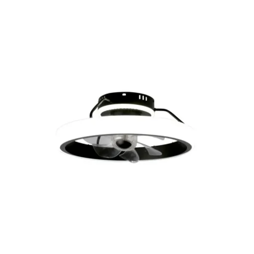 Ventilador de techo Dinirot negro LED 50W 3CCT acabado negro estilo moderno plafón con ventilador motor DC 50cm Ø