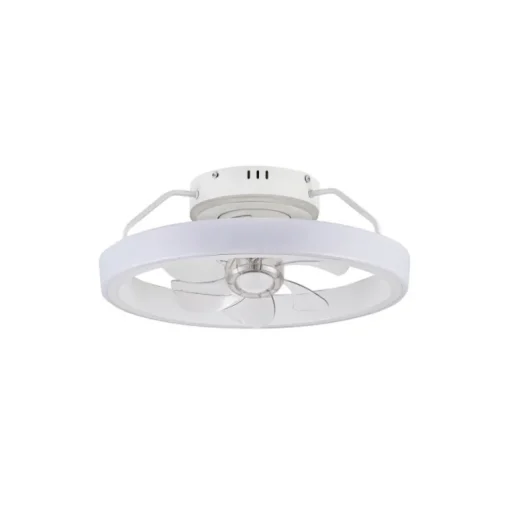 Ventilador de techo Dinirot blanco LED 50W 3CCT acabado blanco estilo moderno plafón con ventilador motor DC 50cm Ø