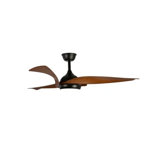 Ventilador de techo Enna negro/madera LED 24w 3CCT acabado negro estilo moderno aspas efecto madera motor DC 137cm Ø