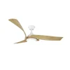 Ventilador de techo Enna blanco/madera LED 24w 3CCT acabado blanco estilo moderno aspas efecto madera motor DC 137cm Ø