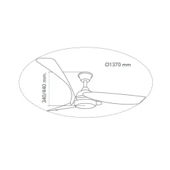 Ventilador de techo Enna negro/madera LED 24w 3CCT acabado negro estilo moderno aspas efecto madera motor DC 137cm Ø