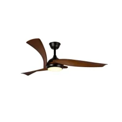 Ventilador de techo Enna negro/madera LED 24w 3CCT acabado negro estilo moderno aspas efecto madera motor DC 137cm Ø