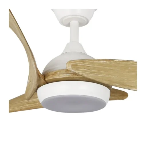 Ventilador de techo Enna blanco/madera LED 24w 3CCT acabado blanco estilo moderno aspas efecto madera motor DC 137cm Ø