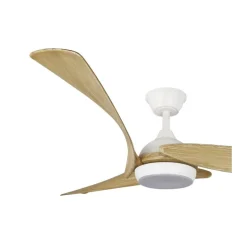 Ventilador de techo Enna blanco/madera LED 24w 3CCT acabado blanco estilo moderno aspas efecto madera motor DC 137cm Ø