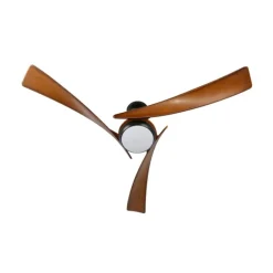 Ventilador de techo Enna negro/madera LED 24w 3CCT acabado negro estilo moderno aspas efecto madera motor DC 137cm Ø