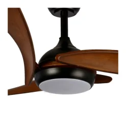 Ventilador de techo Enna negro/madera LED 24w 3CCT acabado negro estilo moderno aspas efecto madera motor DC 137cm Ø